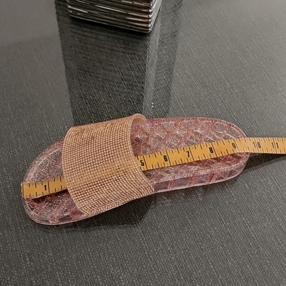 Madden Girl Jello Blush Bronze Glitter Stones Bling Jelly Slides Sandals 7 9 - Picture 16 of 16